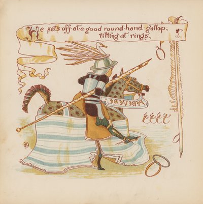 Ilustração para "Pothooks and Perseverance" de Walter Crane (litografia a cores) de Walter (after) Crane