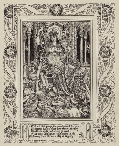 Página da nova edição ilustrada de Faerie Queene de Spenser (foto p/b) de Walter (after) Crane