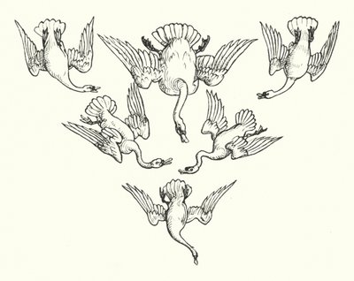 Os Seis Cisnes (gravura) de Walter (after) Crane