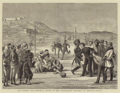 A Guerra do Afeganistão, jogo de futebol pelo 59º Regimento em Khelat-i-Gilzai de Walter Charles Horsley