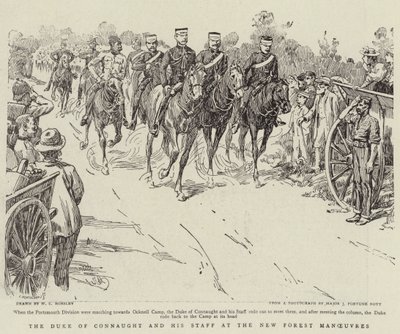 O duque de Connaught e sua equipe nas manobras de New Forest de Walter Charles Horsley
