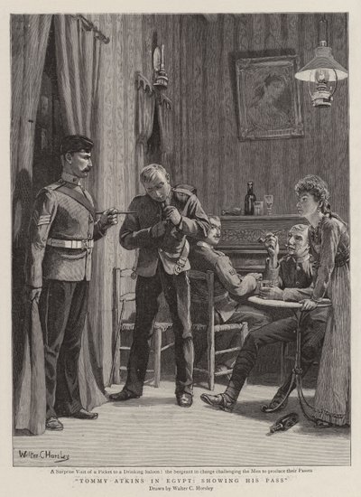 Tommy Atkins no Egito, mostrando seu passe de Walter Charles Horsley