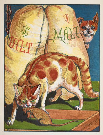 Um gato a matar um rato de Walter Crane