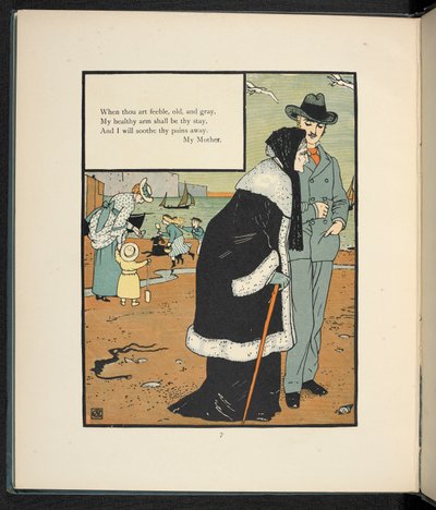 Um homem com a sua mãe numa praia. de Walter Crane
