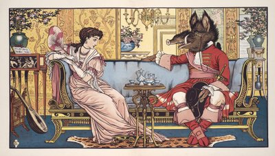 A Bela e a Besta, pub. 1874 (cor litho) de Walter Crane