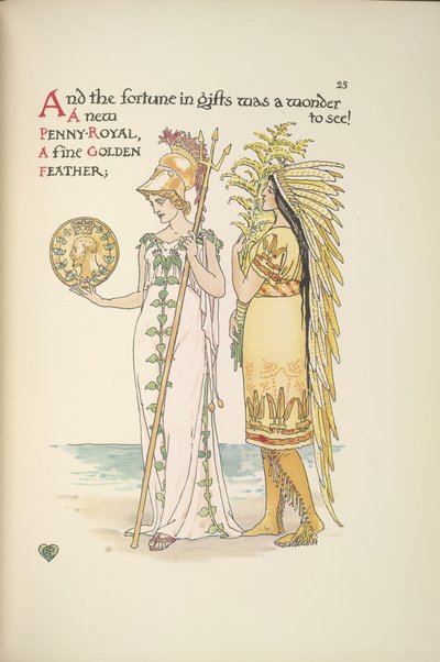 Britannia e uma mulher com traje indígena americano de Walter Crane