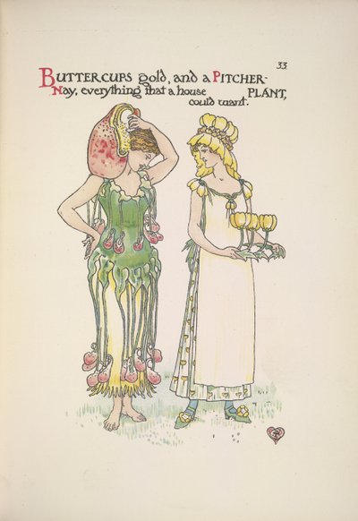 Manteiga de ouro e planta de jarro. Duas jovens mulheres de Walter Crane