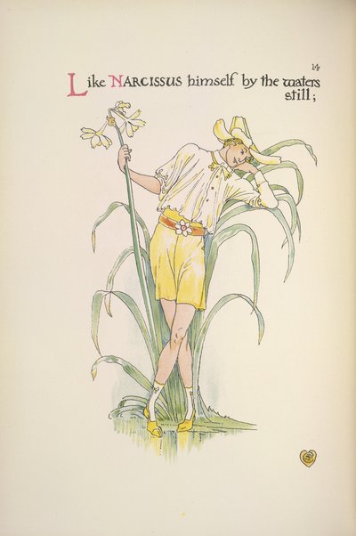 Junto à água está imóvel. Um jovem parado junto à beira da água de Walter Crane