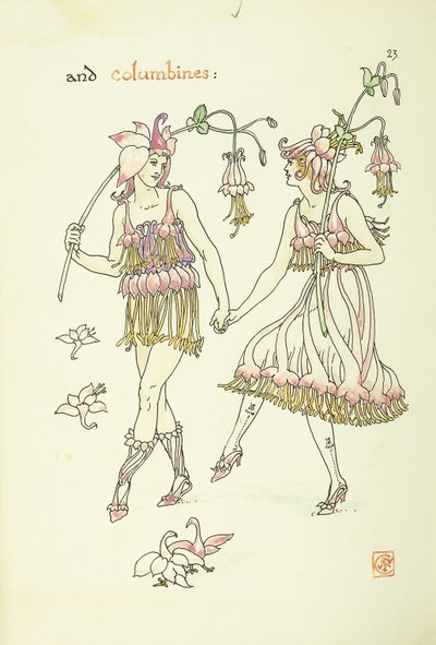Flores do jardim de Shakespeare: Columbines, 1906 de Walter Crane