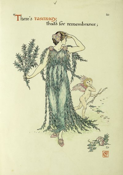 Flores do jardim de Shakespeare: alecrim, 1906 de Walter Crane