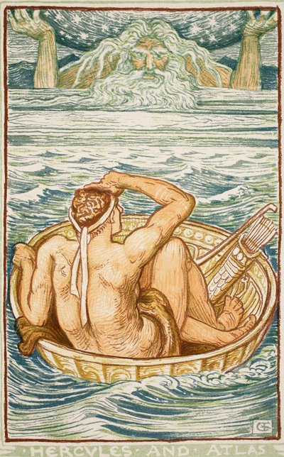 Hercules e Atlas, ilustração de &39;Um livro de maravilhas para meninas e meninos&39; por Nathanial Hawthorne, 1852 de Walter Crane