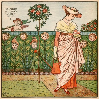 Como cresce o jardim da minha senhora, do livro de pintura de Walter Crane, pub. 1889. de Walter Crane