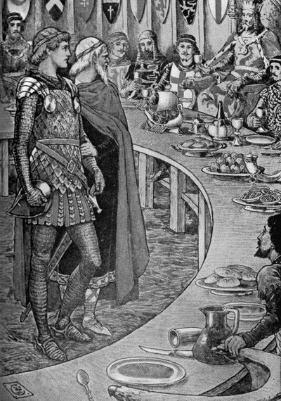 Rei Artur... Um velho apresenta Sir Galahad. de Walter Crane