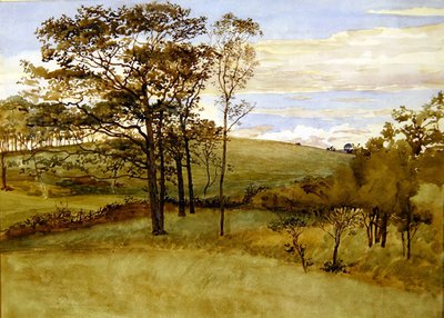 Paisagem de Final de Verão (aguarela sobre papel) de Walter Crane