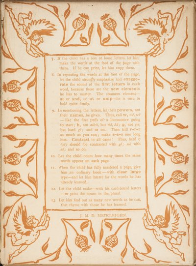 Método de ensino da Primária de Ouro. Bordos florais com querubins. de Walter Crane