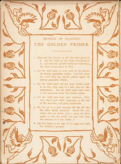 Método de ensino da cartilha dourada. Borda floral, com querubins. de Walter Crane
