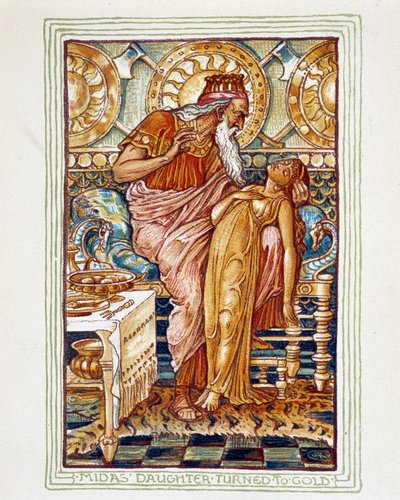 Midas transforma a sua filha em ouro - em "Um livro maravilhoso para raparigas e rapazes". de Walter Crane