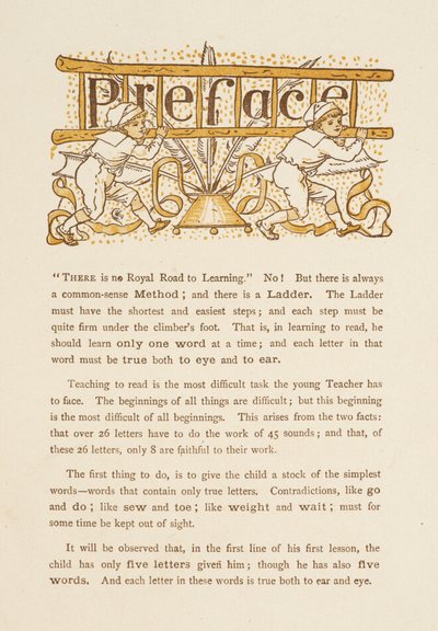 Prefácio a The Golden Primer. Duas crianças carregando uma escada. de Walter Crane
