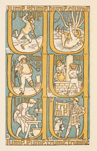 Palavras rimadas terminadas na letra P. Para ilustrar o uso da letra U. O Primário de Ouro. de Walter Crane