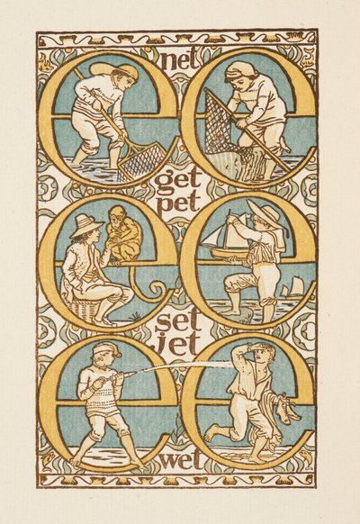 Palavras rimadas que ilustram o uso da letra E. A cartilha dourada. de Walter Crane
