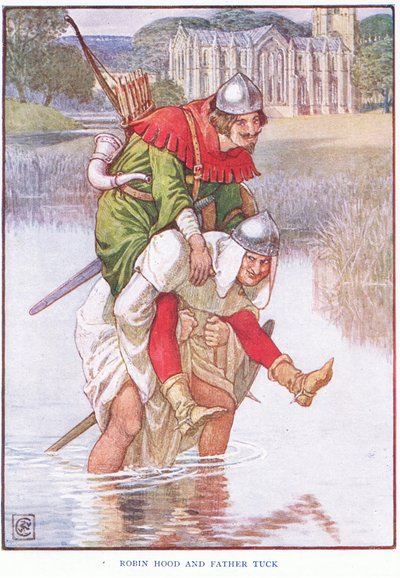 Robin Hood e Pai Tuck, c.1920 de Walter Crane