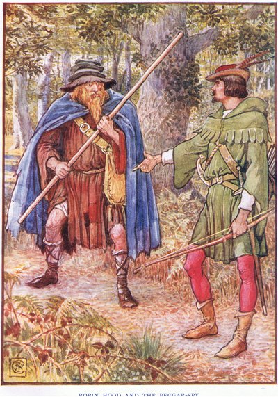 Robin Hood e o mendigo, c.1920 de Walter Crane