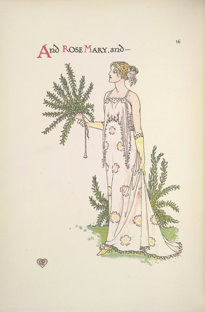Rose Mary. Uma jovem mulher segurando uma planta de Walter Crane