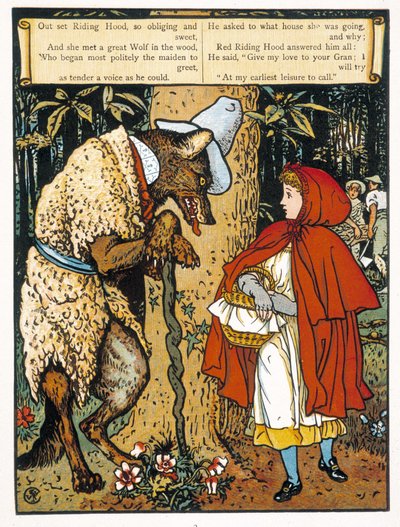 The Little Red Riding Hood (encontro com o lobo) - por John Lane, Walter Crane