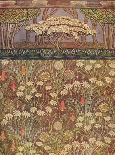 Papel de parede "O Prado", com friso "A Árvore de maio", c.1905 (gravura) de Walter Crane