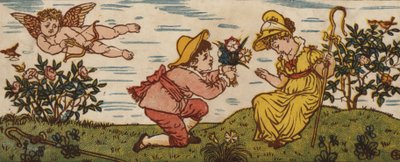 A Rosa é vermelha; A Violeta azul; A Rosa é doce; E Você Também (cor litho) de Walter Crane