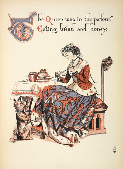 A rainha estava no salão, a comer pão e mel. de Walter Crane