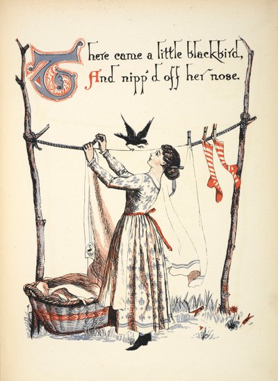 Chegou um pequeno melro, e cortou-lhe o nariz. de Walter Crane