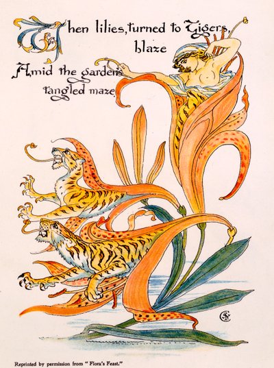 Tiger Lilies, ilustração de &39;Flora&39;s Feast&39;, de Walter Crane, publicado pela primeira vez em 1889 de Walter Crane
