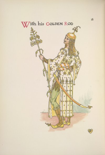 Com a sua vara dourada. Um homem segurando uma planta de caule longo de Walter Crane