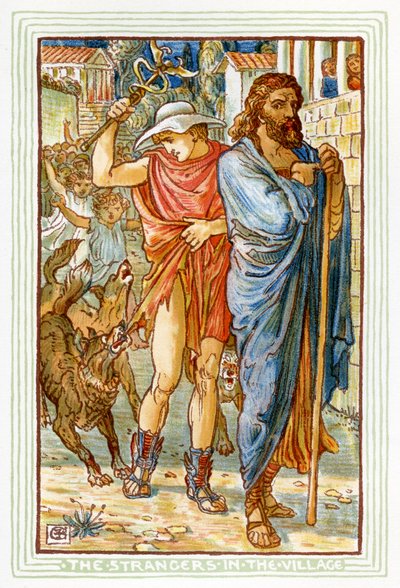 Zeus e Hermes disfarçados de camponeses de Walter Crane