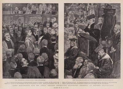 Lord Kitchener e Sr. Cecil Rhodes recebendo Graus Honorários na Universidade de Oxford de Walter Duncan