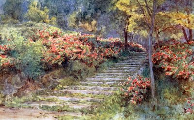 Azáleas por uma velha escada, Quioto de Walter Frederick Roofe Tyndale