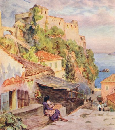 Castelnuovo, Baía de Boka Kotorska (litografia a cores) de Walter Frederick Roofe Tyndale