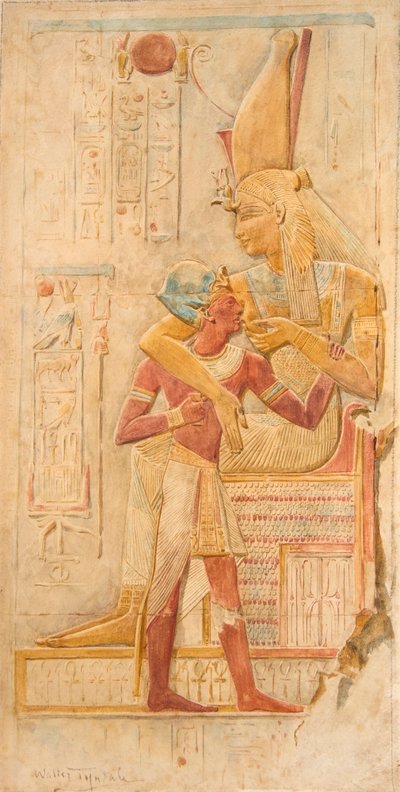 Ísis a sugar Seti I, Abydos (aguarela) de Walter Frederick Roofe Tyndale