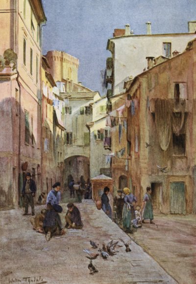 La Piazza, Sestri Levante (cor litho) de Walter Frederick Roofe Tyndale