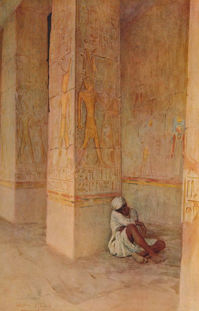 A colunata do nascimento no templo de Hatshepsut, c1905, 1912 de Walter Frederick Roofe Tyndale
