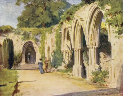 A Nova Floresta: Os Claustros, Abadia de Beaulieu (cor litho) de Walter Frederick Roofe Tyndale