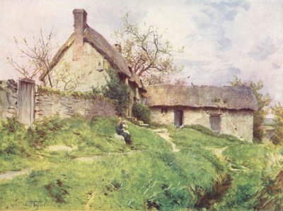 Wessex: Um grupo de casas de campo em Sutton Poyntz, perto de Weymouth (litografia a cores) de Walter Frederick Roofe Tyndale