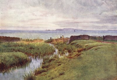 Wessex: Portland a partir da costa norte da baía de Weymouth (litografia a cores) de Walter Frederick Roofe Tyndale