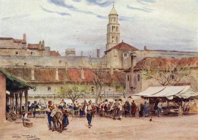 Jugoslávia: Dia de Mercado em Split (cor litho) de Walter Frederick Roofe Tyndale