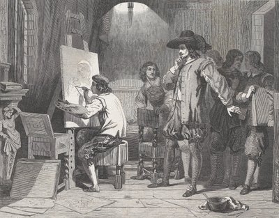 Sebastian Gomez descoberto por seu Mestre, Murillo, At Work, de Illustrated L..., 29 de abril de 1848. de Walter George Mason