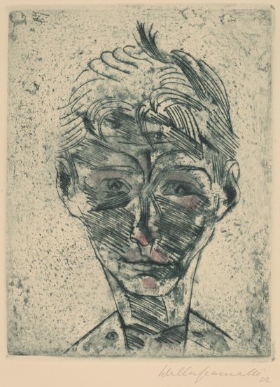 Busto de um jovem, autorretrato de Walter Gramatte
