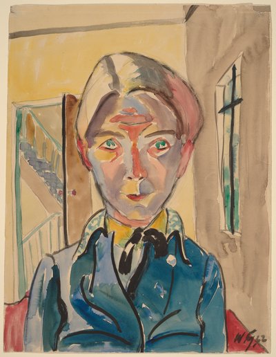 Autorretrato diante de uma escadaria (eu diante de uma escadaria) de Walter Gramatte