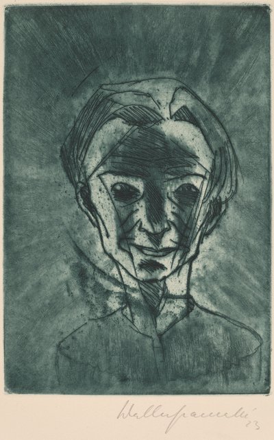 Cabeça sorridente, autorretrato de Walter Gramatte