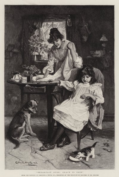 O café da manhã acabou, Grace is Said (gravura) de Walter Granville-Smith
